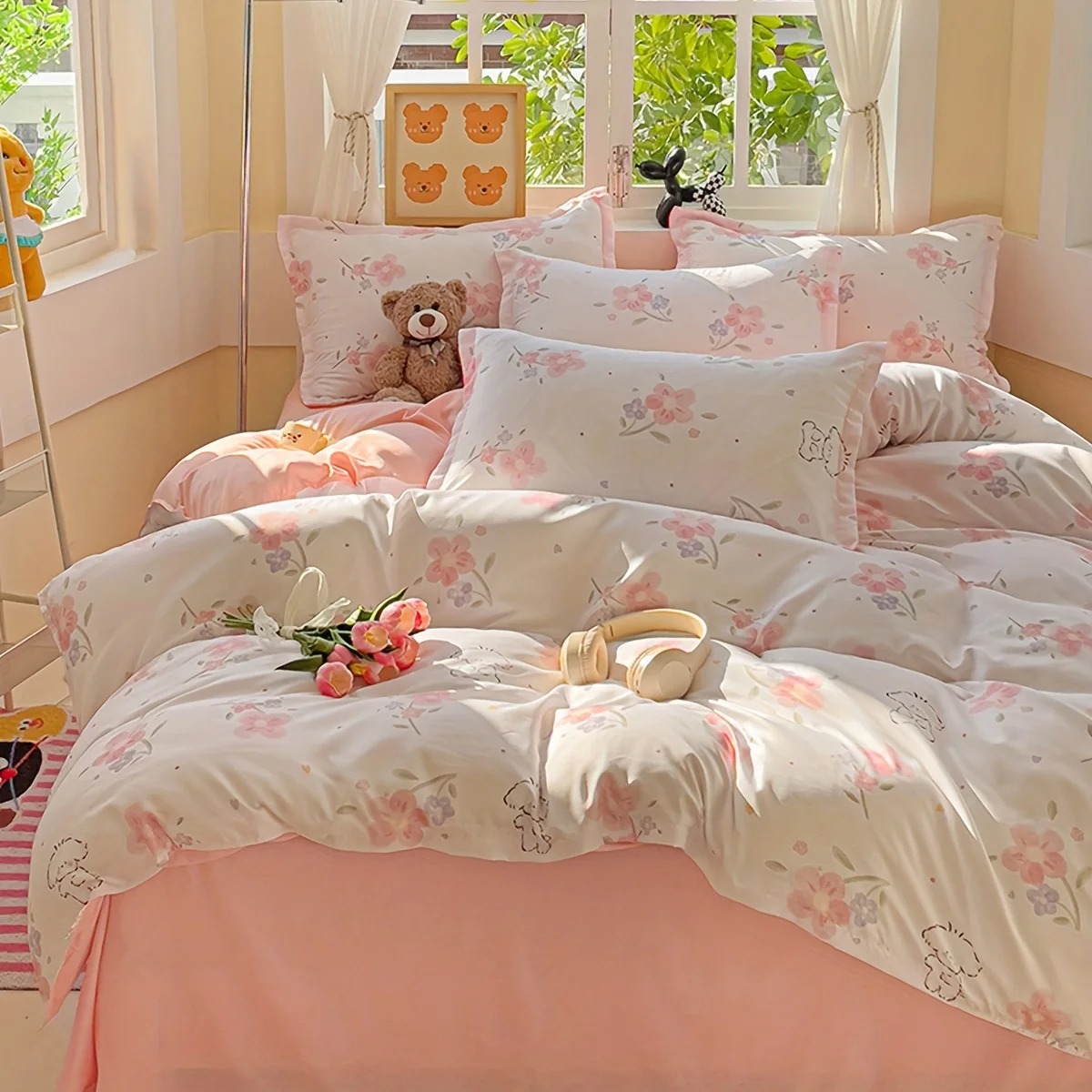 Duvet Cover Sets With Zipper - 4-częściowy miękki, gładki zestaw pościeli z
