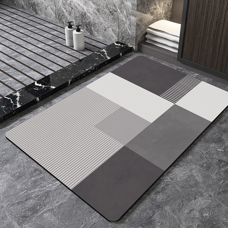 Quick Dry Diatomite Bath Mat - Nordic Geometric Diatomite Bath Mat Łazienka