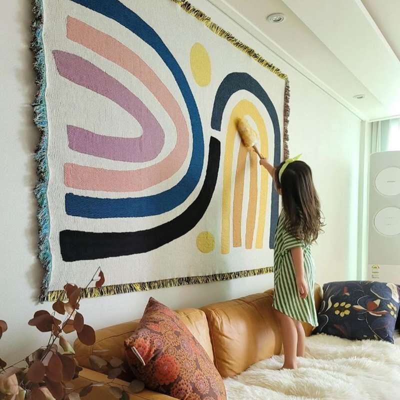 Boho Throw Blanket Fringe - Textile City Ins Gruby bawełniany koc