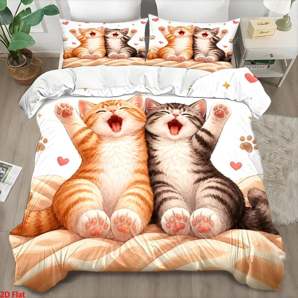 Duvet Cover Sets With Zipper - 3-częściowy zestaw pościeli z uroczym nadrukiem