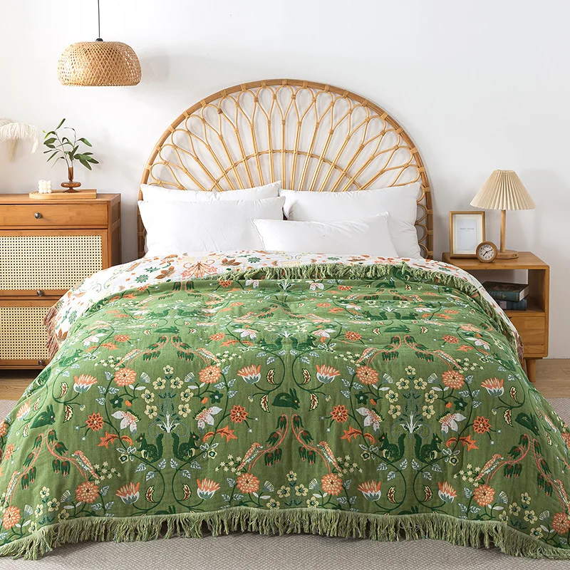 Muslin Cotton Bedspread - Koc z czystej bawełny, muślinowy, tkany,