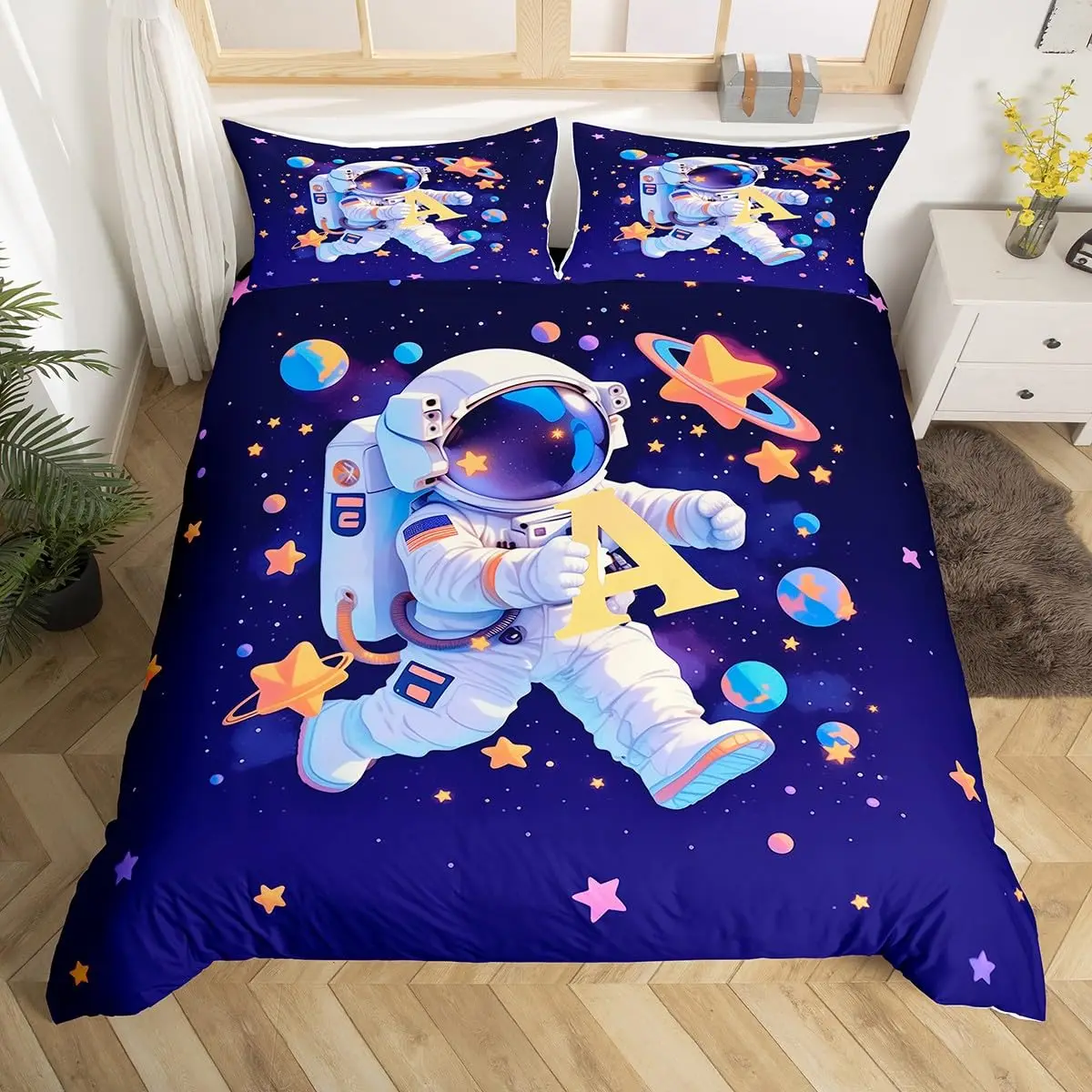 Duvet Cover Sets With Zipper - Komplet Poszewek na Kołdrę Astronauta, Kreskówkowy