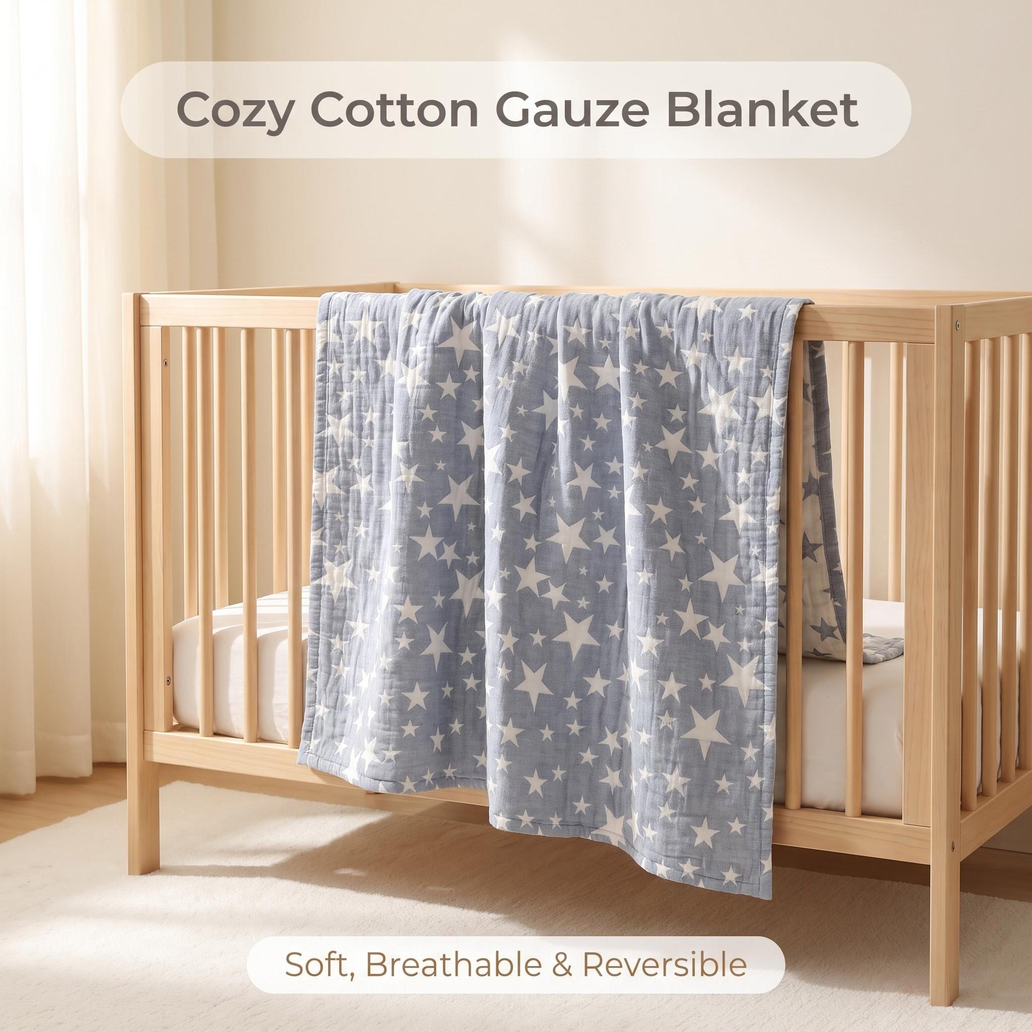 Muslin Cotton Bedspread - 3-warstwowy bawełniany koc z muślinu, wyjątkowo