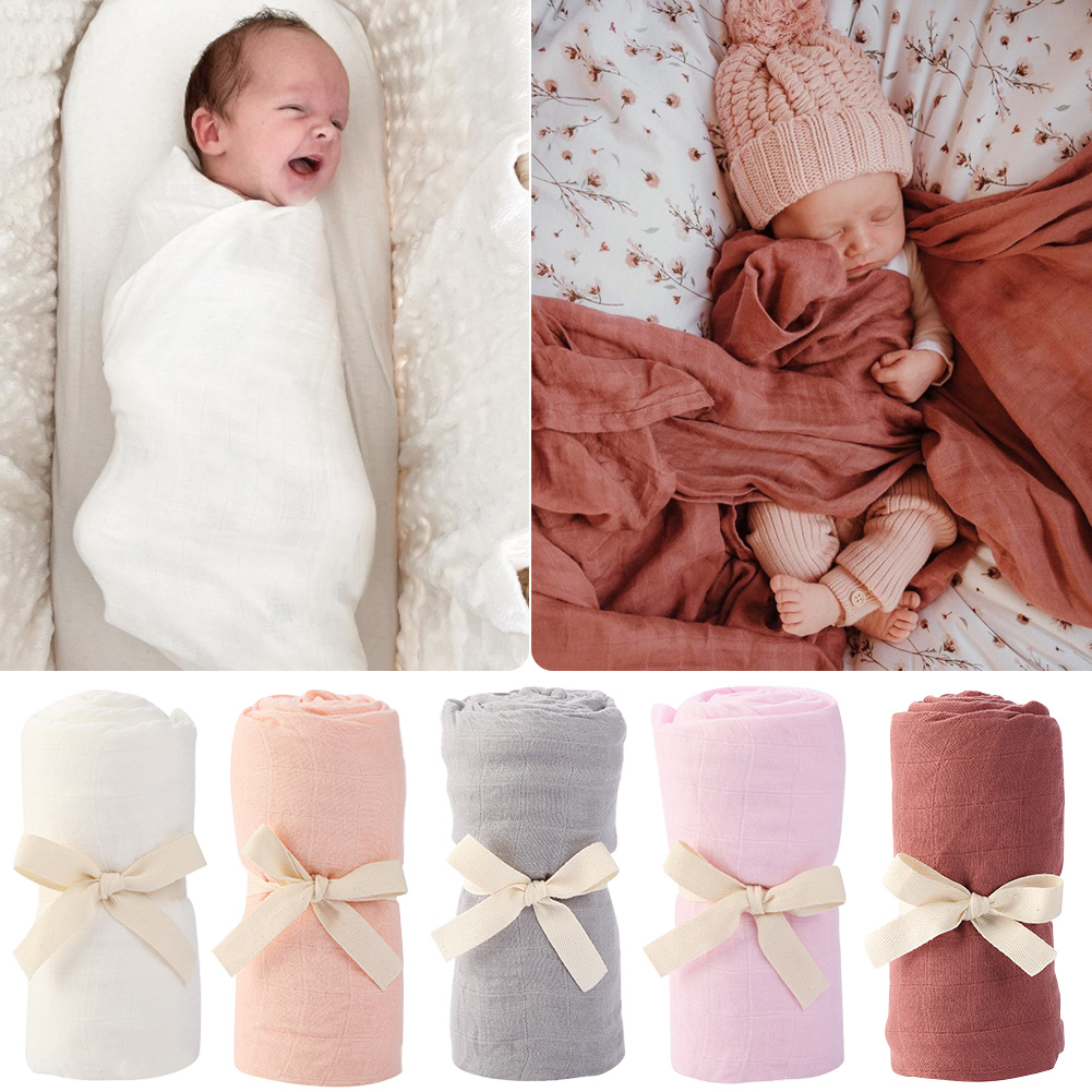 Muslin Cotton Bedspread - Solidny bambusowy bawełniany kocyk dla niemowląt
