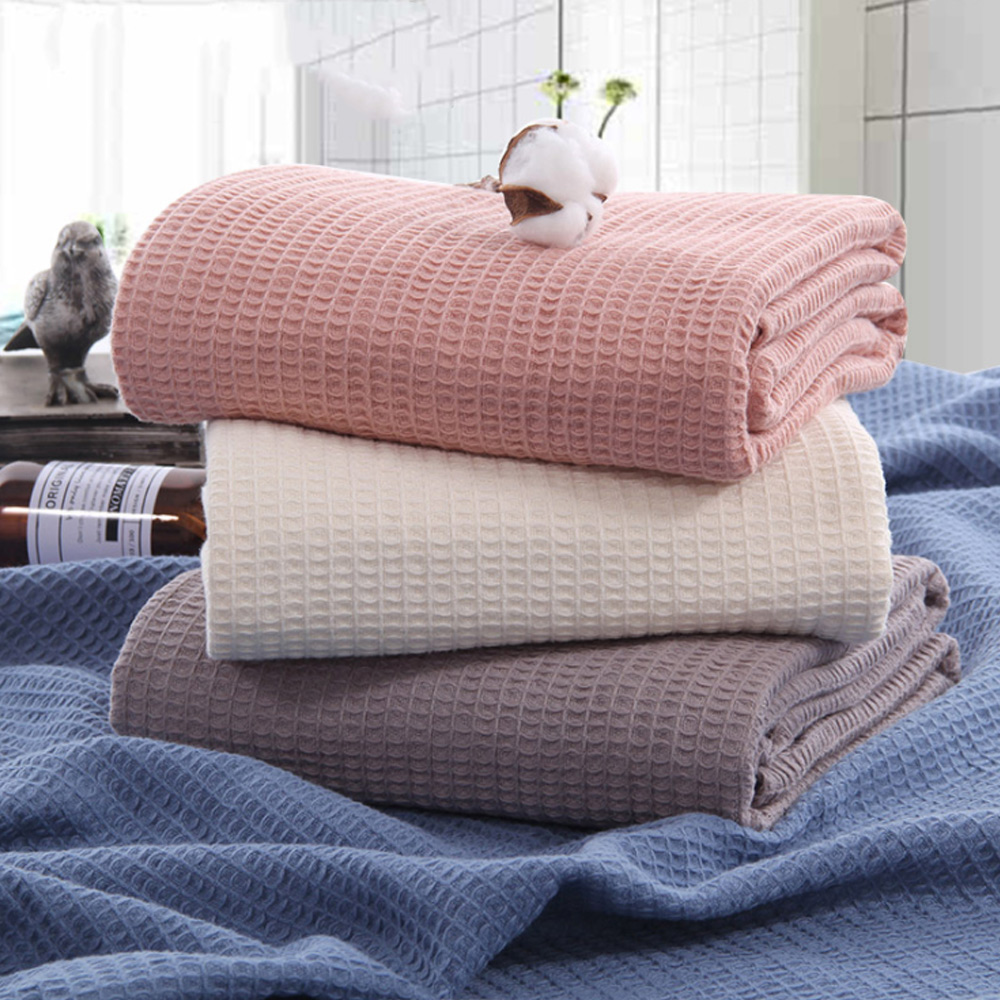 Muslin Cotton Bedspread - Wafel muślin lato narzuty szary różowy