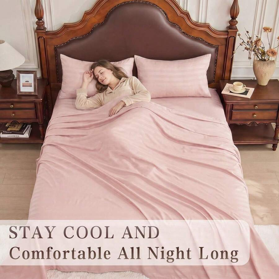 Zestaw prześcieradeł w paski,  – Fitted Bed Sheets Deep Pocket recenzja i cena