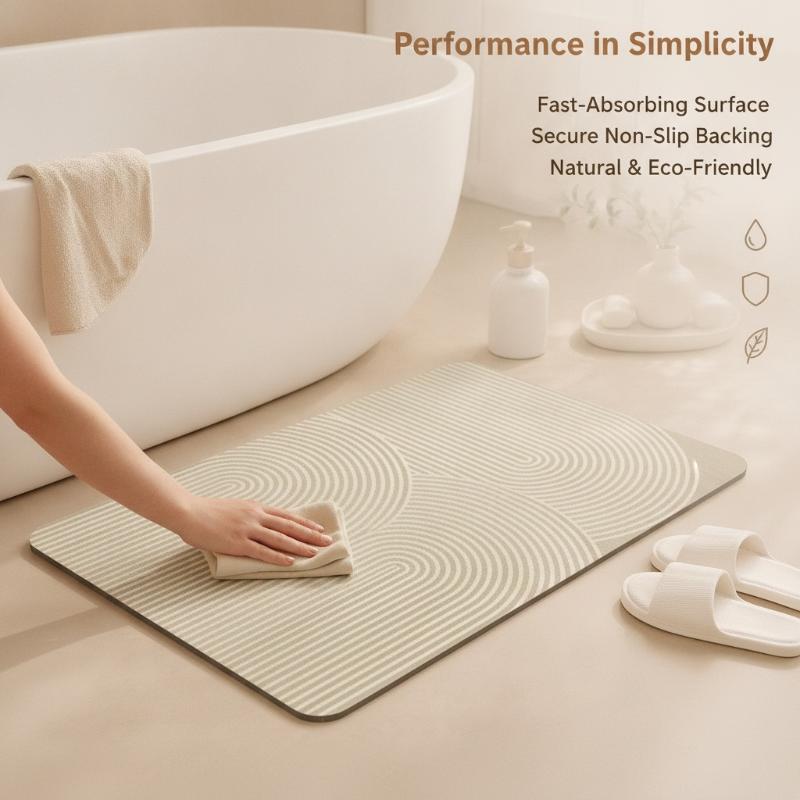Beżowa, paskowana mata diatomi – Quick Dry Diatomite Bath Mat recenzja i cena