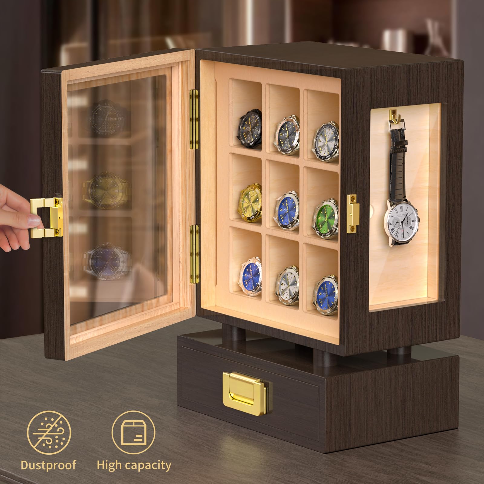 Drewniane pudełko na zegarki o – Storage & Organization recenzja i cena
