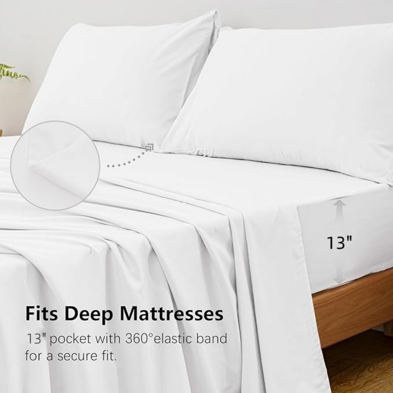 4-częściowy zestaw pościeli na – Fitted Bed Sheets Deep Pocket recenzja i cena
