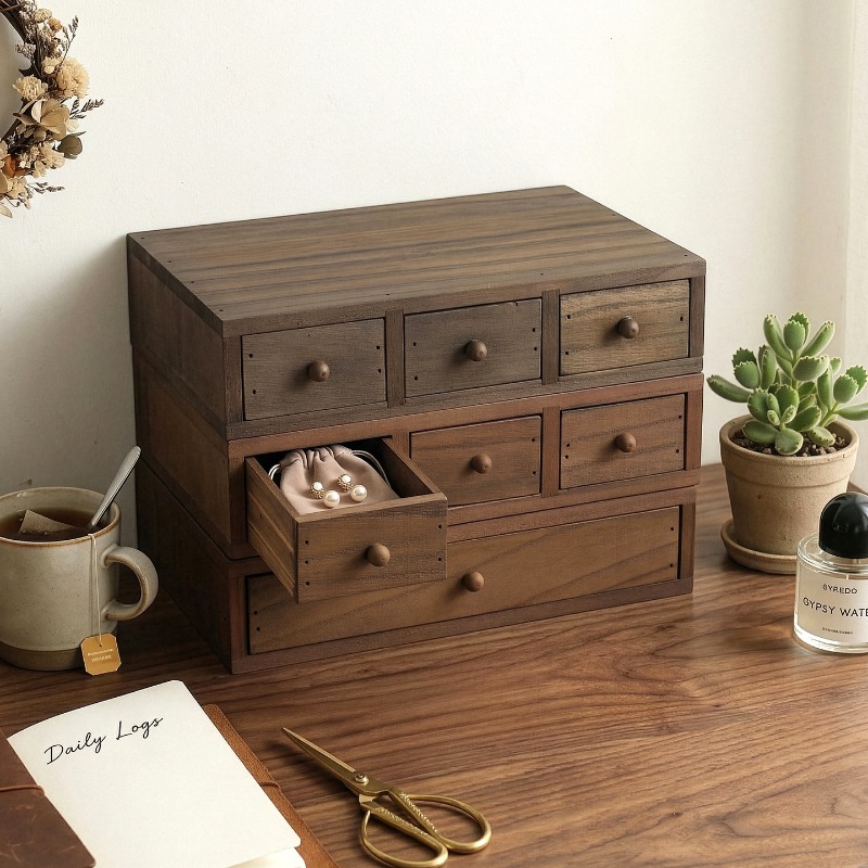 Drewniana szkatułka na biurko, – Storage & Organization recenzja i cena